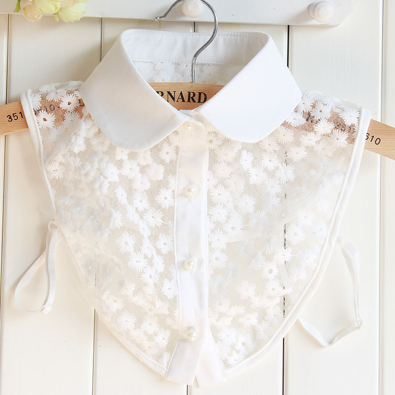 Autumn and Winter versatile lace fake collar shirt Women's doll collar round neck flower lace fake collar shirt collar wholesale