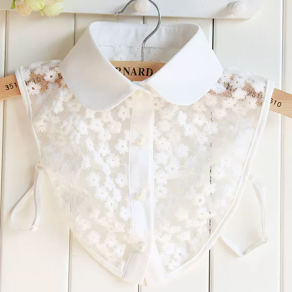 Autumn and Winter versatile lace fake collar shirt Women's doll collar round neck flower lace fake collar shirt collar wholesale