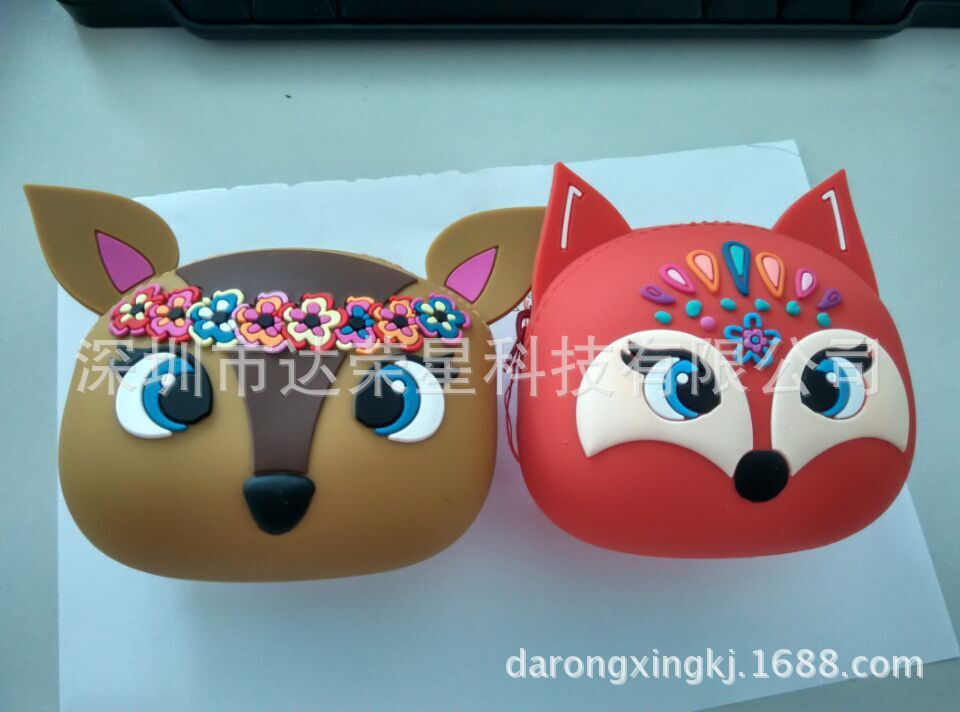 硅胶滴胶包.零钱包.硅胶狐狸零钱包