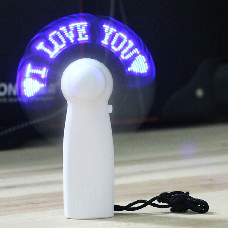 廠家直供迷妳便攜式led手持小風扇 創意閃字風扇定制新奇特禮品