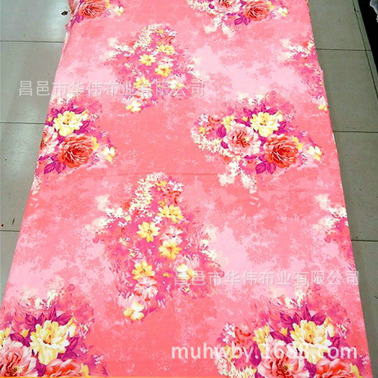 涤纶磨毛布 95克分散印花床品床垫布料 出口缅甸 非洲等中东国家