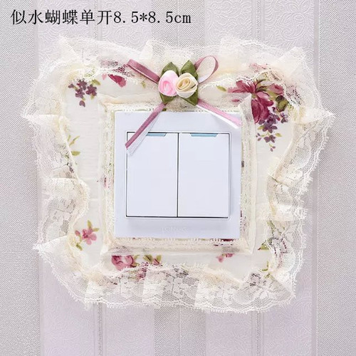 Fresh pastoral water-like lace fabric switch cover switch sticker three-way switch sticker wall sticker dust cover wholesale
