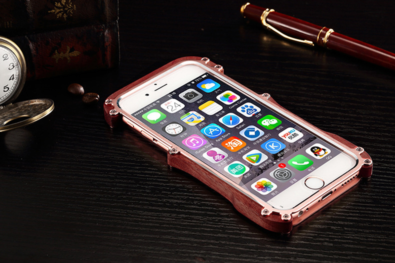 R-Just Light Slim Timber Aluminum Metal Wood Bumper Case Cover for Apple iPhone 6S Plus/6 Plus & iPhone 6S/6