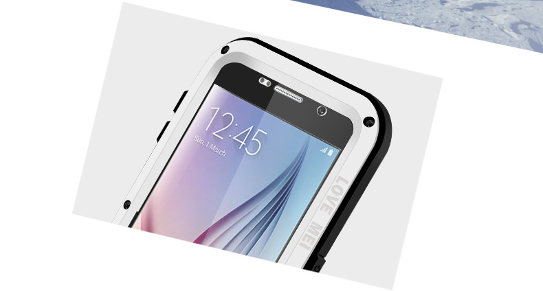 LOVE MEI Powerful Water Resistant Shockproof Dust/Dirt/Snow Proof Aluminum Metal Outdoor Heavy Duty Case Cover for Samsung Galaxy S6