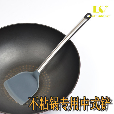 New environmentally friendly silica gel Chinese style Spatula Nonstick spatula hollow Stainless steel handle Kitchen utensils