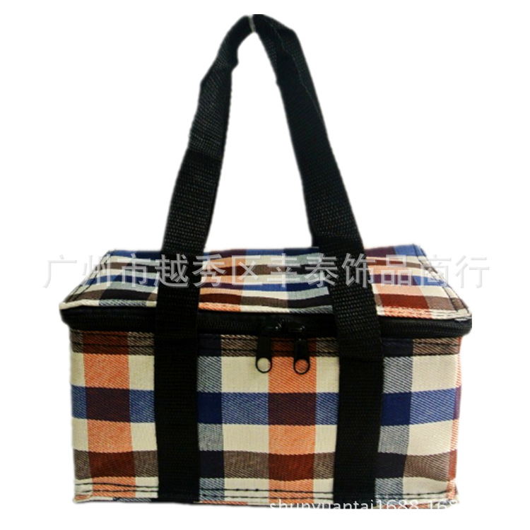 广州工厂直销色丁格子牛津布保温四方包 保温袋 四方保温饭盒袋|ru