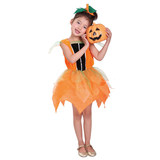 Хэллоуин карнавальная вечеринка, макияж, сценическая одежда, G-0129 тыквенная фея платье