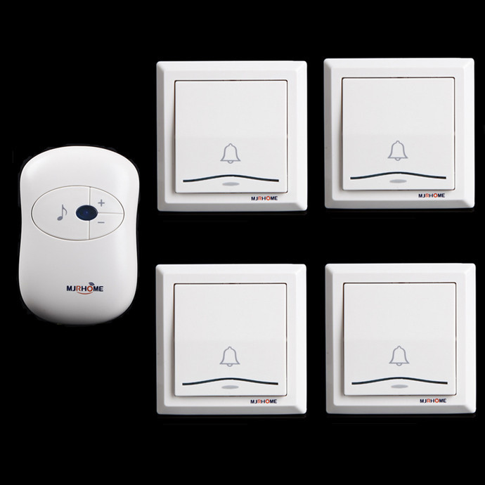 玛嘉乐 四拖一数码远距离遥控 无线 可调音量门铃 家用 大板按钮