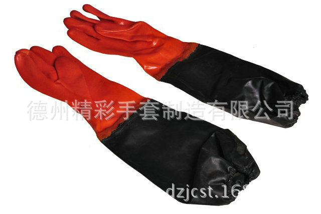 PVC加长手套 松紧口加长接袖手套 加长接袖手套