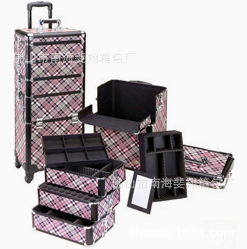热销供应铝合金多层折叠拉杆箱 化妆箱 铝合金拉杆工具箱