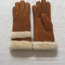 跨境新款冬季手套時尚羊毛口觸屏手套皮毛一體手套皮手套廠家直銷