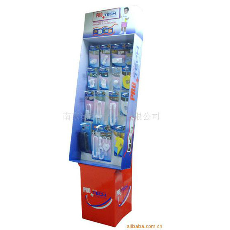 球拍纸展示架 落地式瓦楞纸板促销纸展架 带挂钩式纸货架