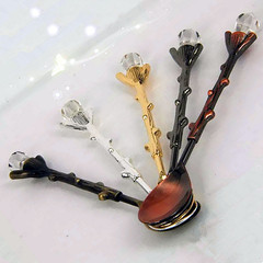 Antique Handle Fork Branch Spatula Coffee Spoon Tea Spoon Milk Spoon European and American Court Spoon 4-Piece Set JY26