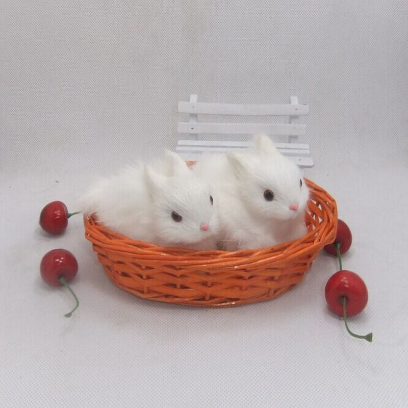 Creative Gift Simulation Fur Animal Crafts Simulation Rabbit Pastoral Creative Home Decorations