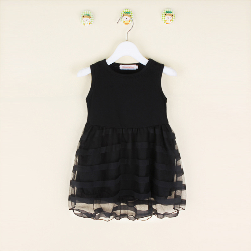 baby girl black dress for wedding Baby Girl Black Printed Wedding Birthday Princess Dress main image 1