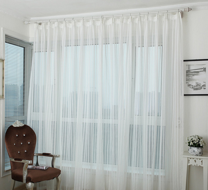 Caoqiao Modern Minimalist White Striped Linen Blinds Wholesale