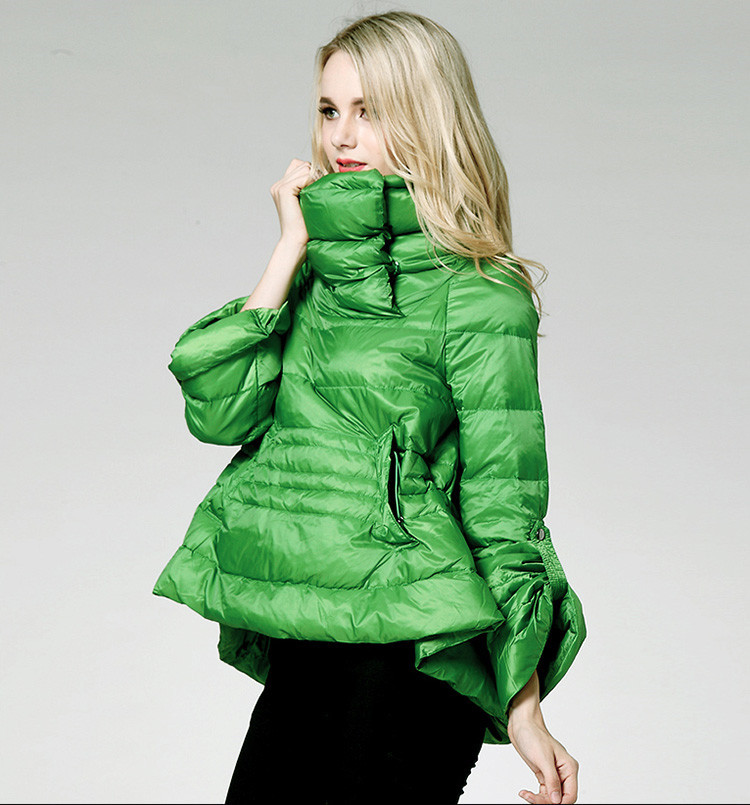 Women's Clothing Down jacket for women, winter style, fashionable white duck down, A line, large size, light, warm, high necked down jacket_voghion.com