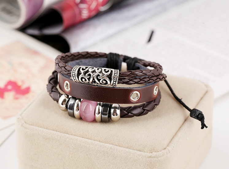 Retro personality leather bracelet fashion temperament wild beaded leather bracelet new bracelet
