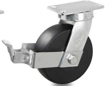 大型超重型万向脚轮活动平底、带分体轮顶刹制 铝合金材料