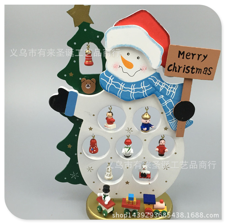 圣诞用品 2015新款木制老人雪人摆件 木制工艺品 创意木制摆件