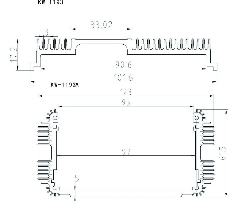 宽度123mm,厚度80mm 散热铝型材  河南电子散热器 冲压铝板