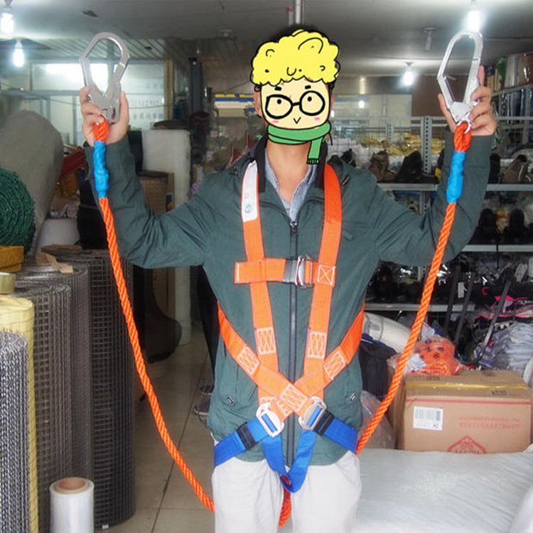国标缓冲式防坠落高空作业五点式安全带 绑腿双钩高处作业安全带