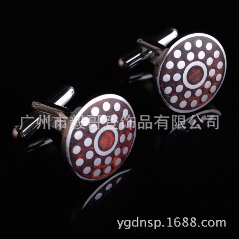 供应A4019-M礼品袖扣，圆点花红木袖扣，不锈钢袖扣，上海袖扣