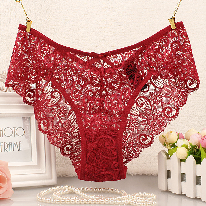 Sexy Mid-waist Ladies Panties High-end Lace Briefs