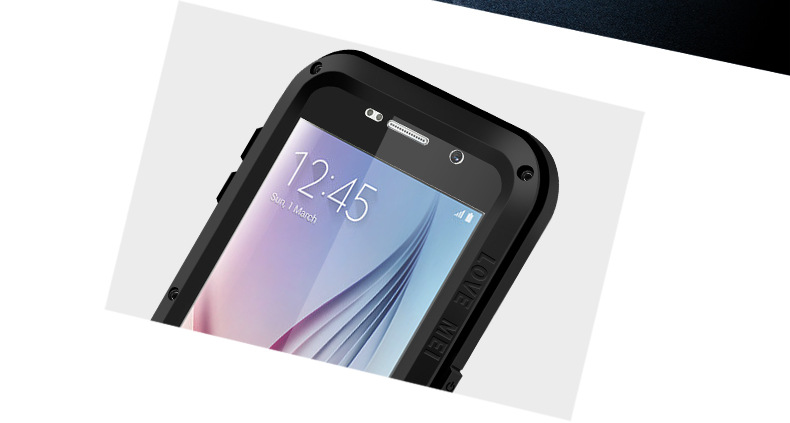 LOVE MEI Powerful Water Resistant Shockproof Dust/Dirt/Snow Proof Aluminum Metal Outdoor Heavy Duty Case Cover for Samsung Galaxy S6