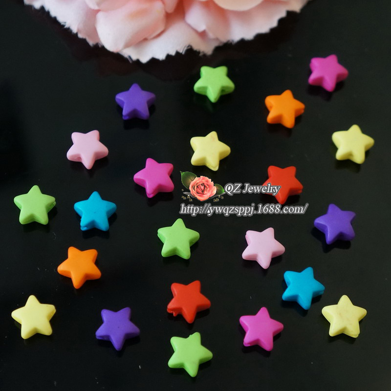 Colorful frosted five-pointed star acrylic loose beads children's fun diy handcrafted educational toy beads detail image 6