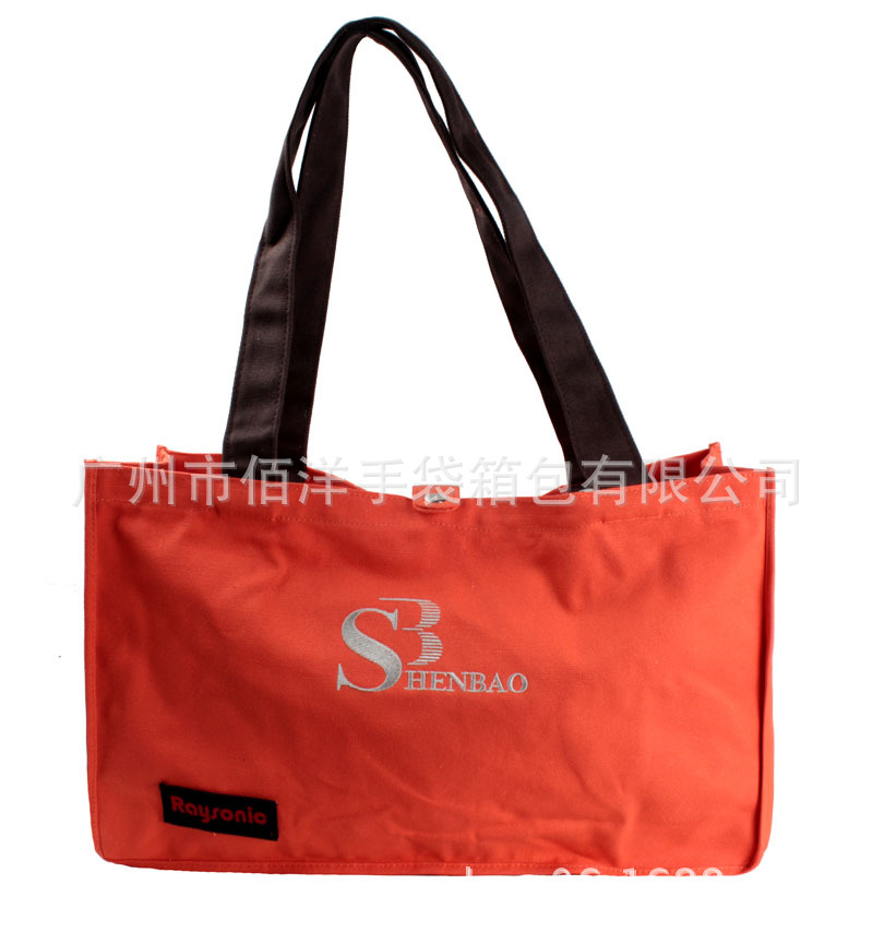 厂家专业生产工厂橙色单肩手提帆布袋 大容量帆布收纳购物礼品袋