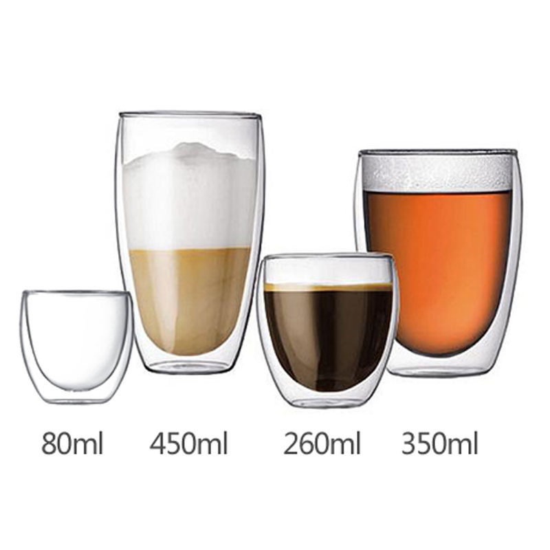 厂家批发耐热玻璃双层杯咖啡杯花草茶杯现货充足玻璃杯