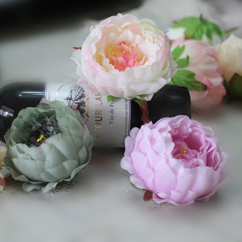 仿真牡丹芍药花头 婚庆DIY花墙 头饰配饰 大号装饰假花绢花批发