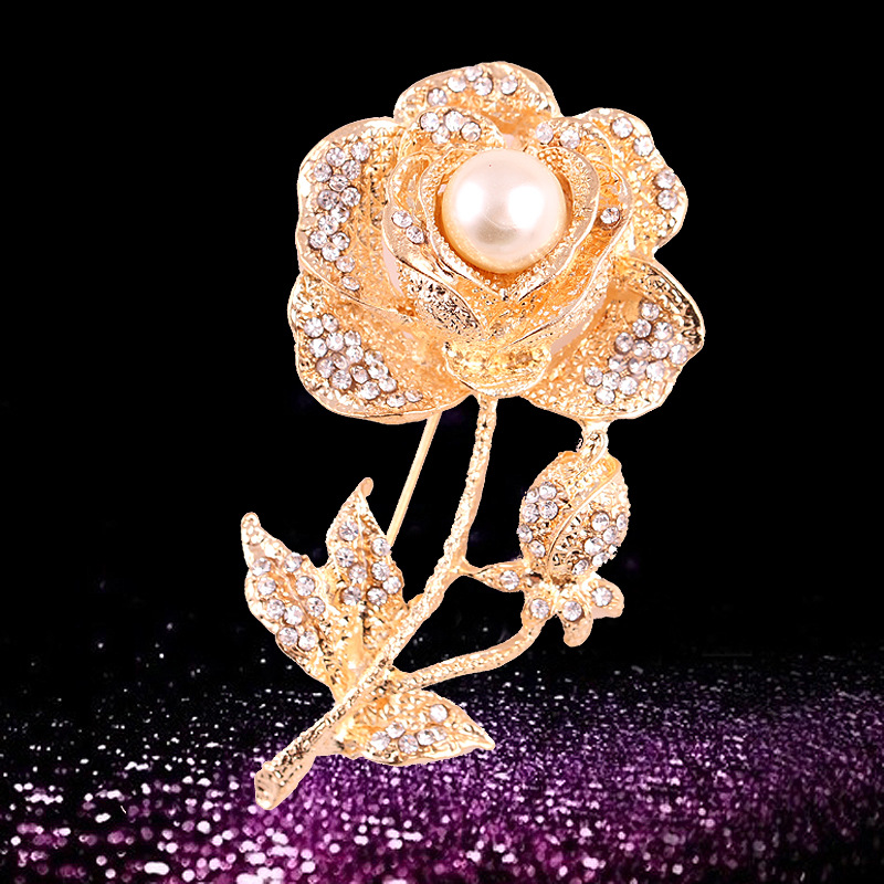 Broche en strass et perles de grande taille, style rétro coréen, boucle de corsage, accessoires pour femmes_voghion.com