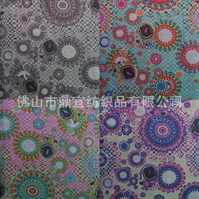 厂家供应针织印花面料 格子圆圈图案 弹力印花面料 时尚服装面料|ru