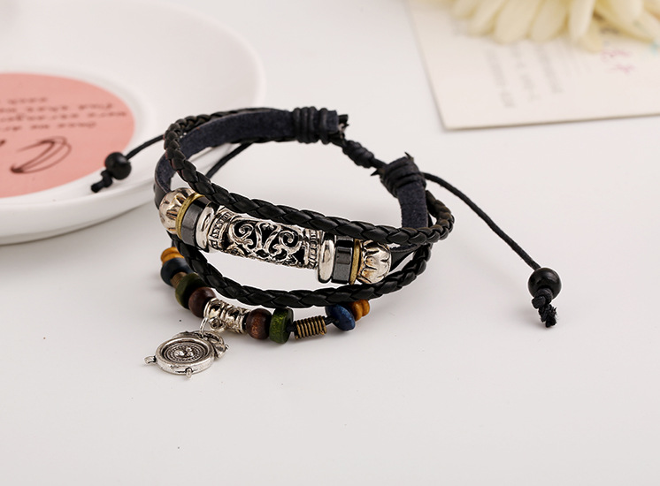 Alarma Colgante Pulsera De Cuero Con Cuentas Punk Wind Pulsera Spot Venta Al Por Mayor display picture 4