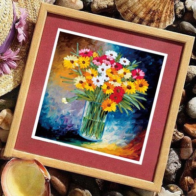 Manufactor Direct selling Handbag Printing Ribbon embroidery new pattern Hanging picture 3D Cross stitch flowers and plants Small version Flowers Promotion