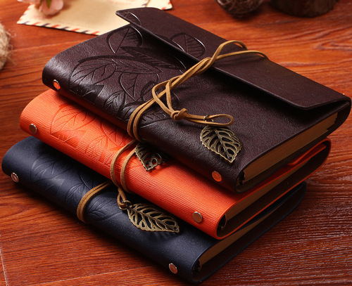 A6 leather-bound loose-leaf leaf notebook with strap notepad portable travel account book business records