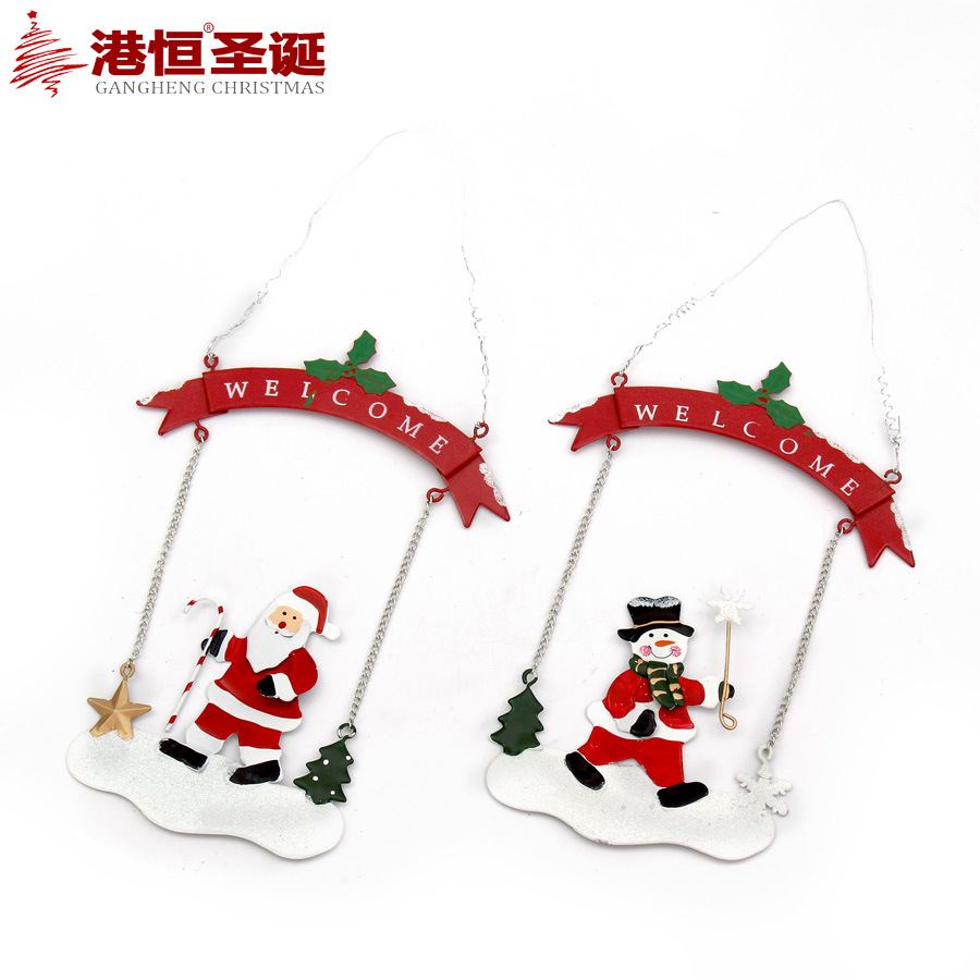 Hong Kong Heng Navidad hierro decorativo colgante 30x15cm hierro pintado Santa Claus colgante 20g