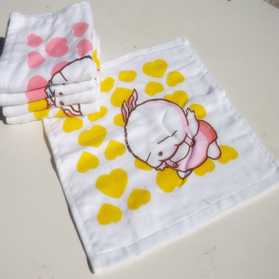 双层纱布印花竹纤维儿童 婴幼儿 幼儿园专口水巾 方巾批发|ru