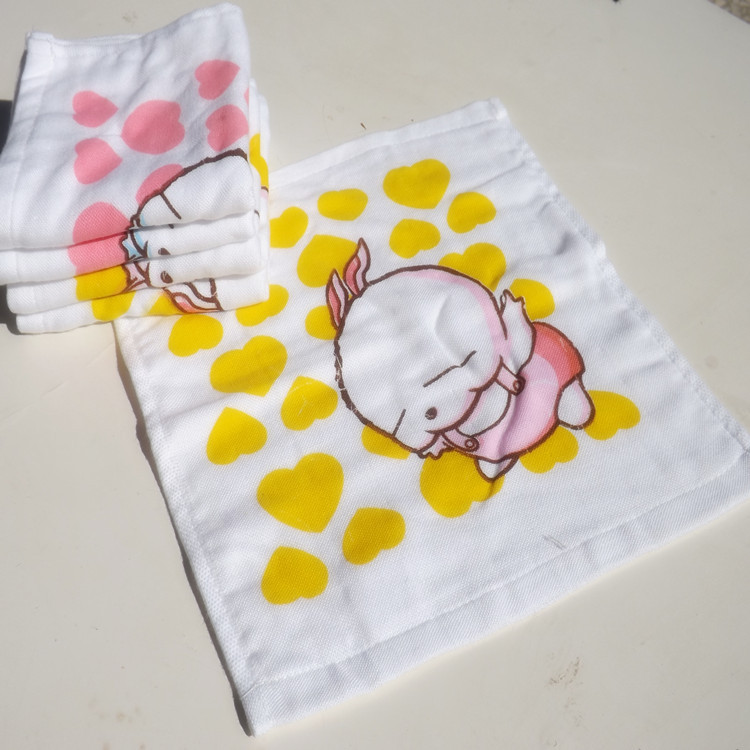 双层纱布印花竹纤维儿童 婴幼儿 幼儿园专口水巾 方巾批发|ru