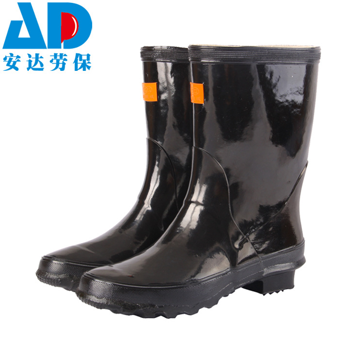 正品双钱耐酸碱中帮靴防水雨鞋 全橡胶雨鞋纯棉内里 特种劳保批发