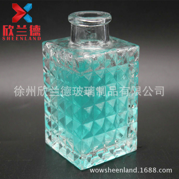 香薰瓶 100ML 玻璃香薰瓶 菱形图案香薰瓶