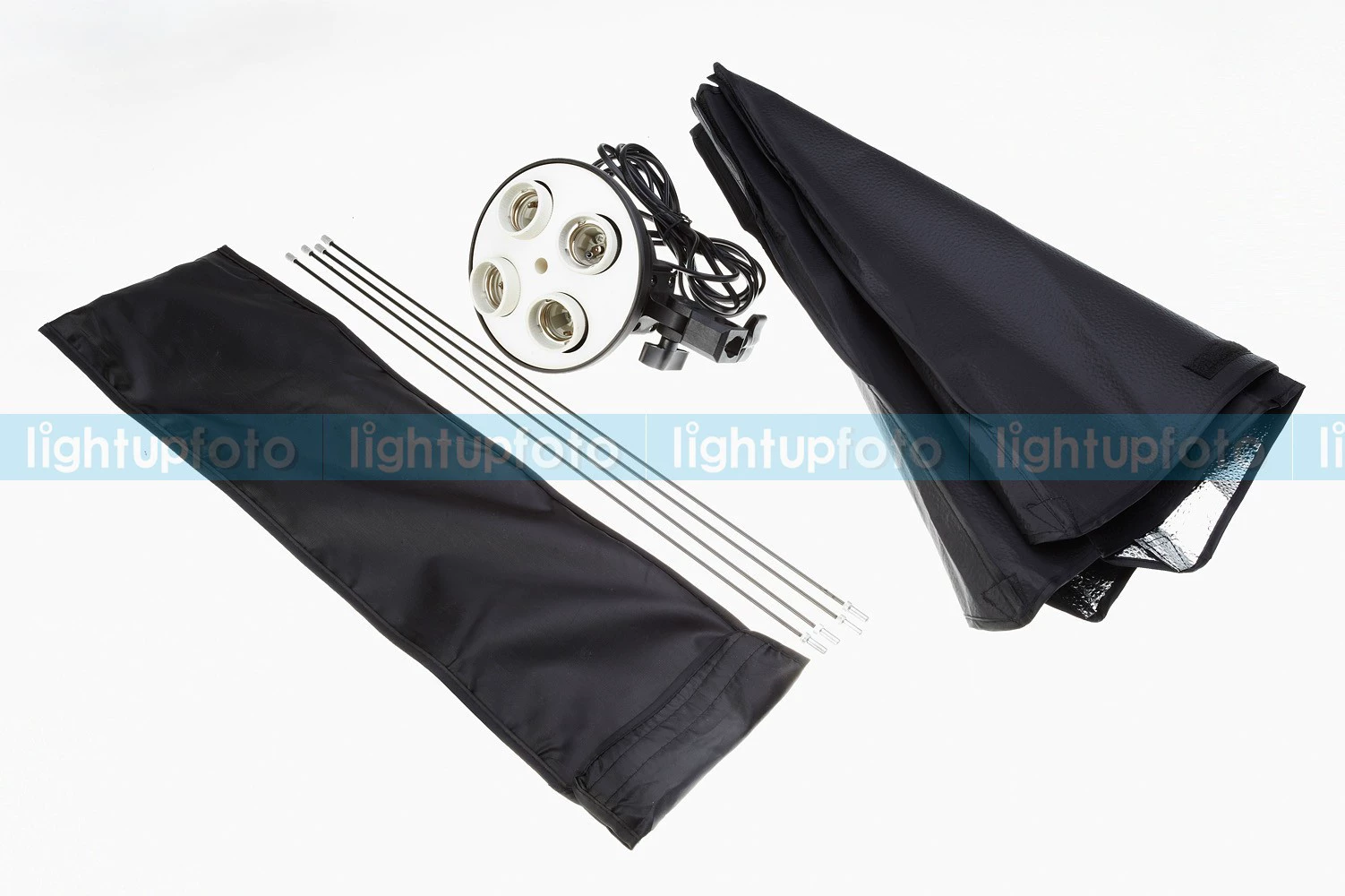 Photo studio softbox light kit PSK6B, 4‑socket heads, adjustable stands, 45W bulbs