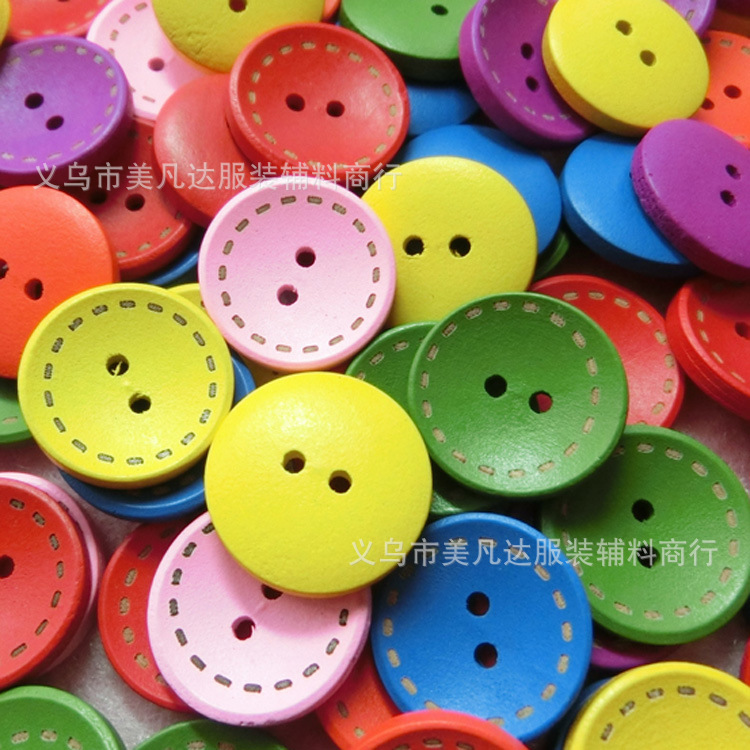 圆形彩色虚线木纽扣