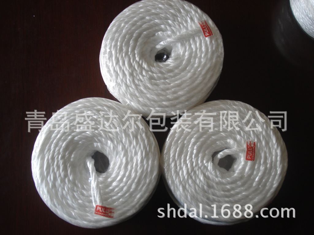 青岛厂家供应白色全新料pp三股粘连绳 撕裂膜扭绳 塑料包装绳