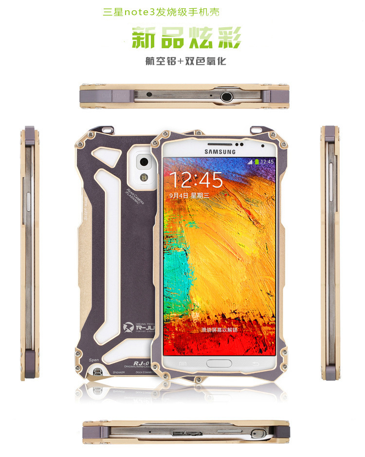 R-Just Gundam Aerospace Aluminum Contrast Color Shockproof Metal Shell Outdoor Protection Case for Samsung Galaxy Note 3