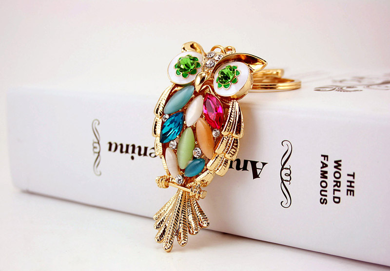 40g Weight Alloy, Metal Material Owl Pattern Unisex Gender Creative Craft Small Gift Owl Diamond Car Key Chain 1