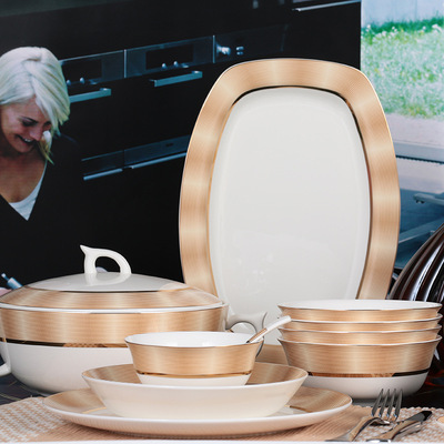 Capital Pavilion ceramics Tangshan Bone Cutlery Set Gradient 50 Bone china tableware European style Ceramic gifts suit