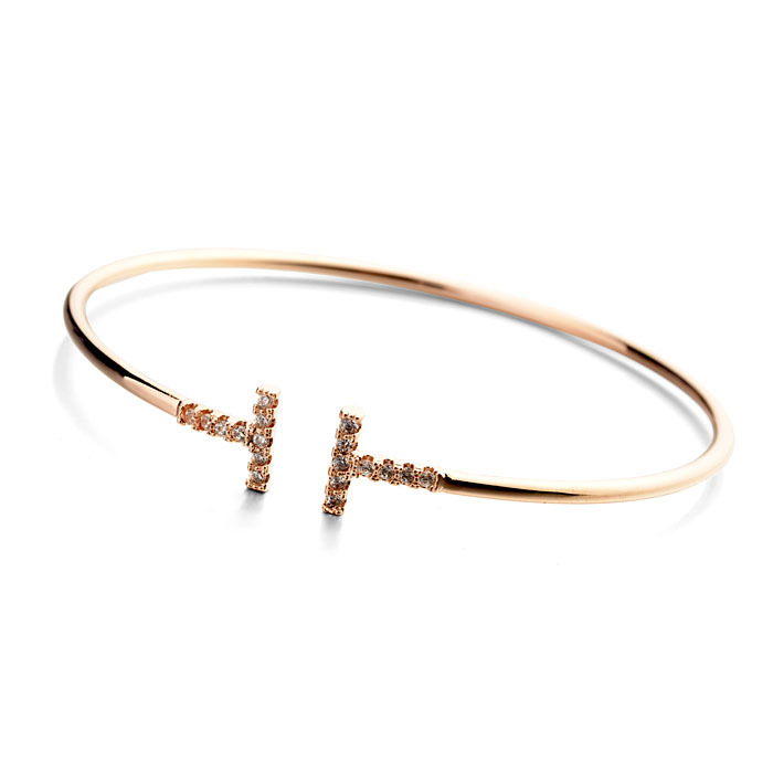 Women's Fashion Bangle Bracelet With Diamond Letters display picture 1